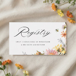Tarjeta De Recepción Rustic Wildflower Bee Bridal Shower Gift Registry