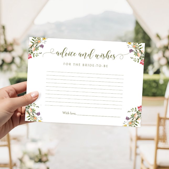 Tarjeta De Recepción Rustic Wildflower Bridal Shower Advice and Wishes  (Subido por el creador)