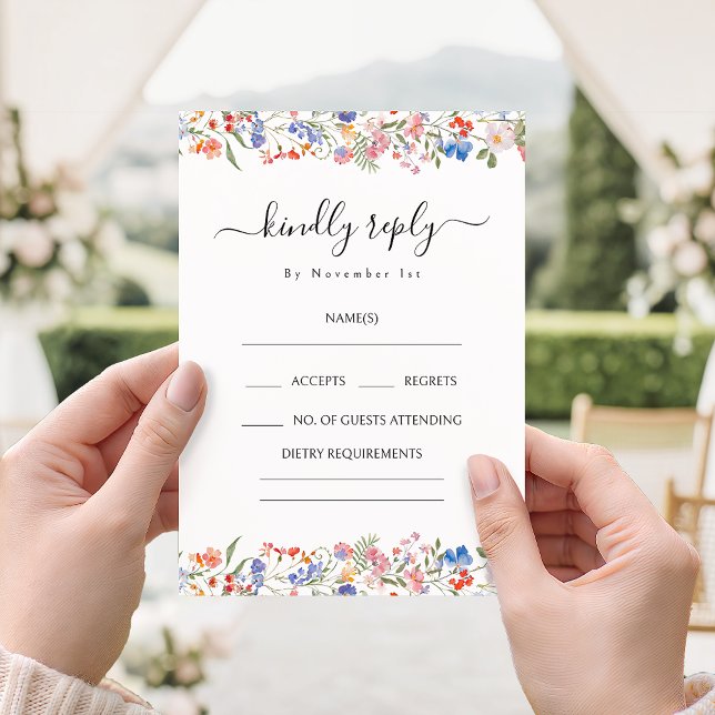 Tarjeta De Recepción Rustic Wildflowers Bohemian Wedding RSVP Cards (Subido por el creador)