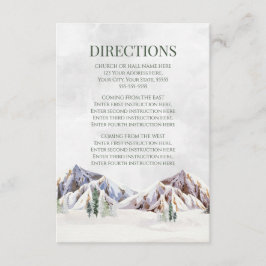 Tarjeta De Recepción Rustic Winter Mountain Wedding Direction Insert