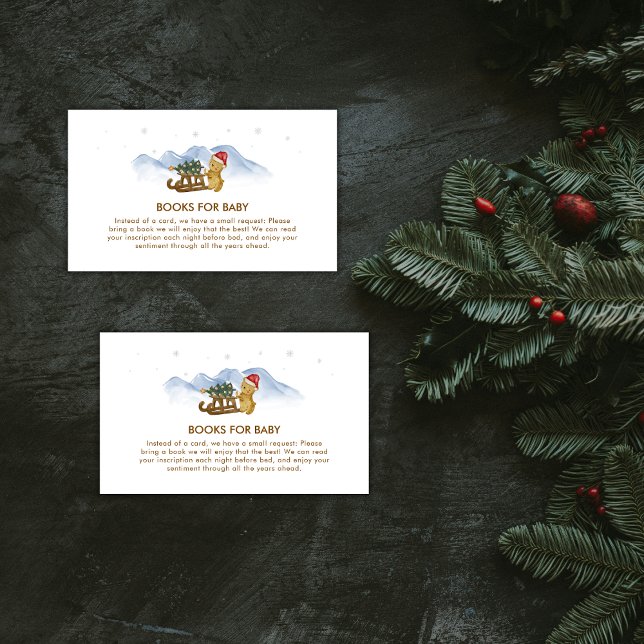 Tarjeta De Recepción Rustic Winter Sleigh Bear Books For Baby Shower (Rustic Winter Sleigh Bear Books For Baby Shower Enclosure Card)