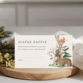 Tarjeta De Recepción Rustic Winter Woodland Baby Shower Diaper Raffle