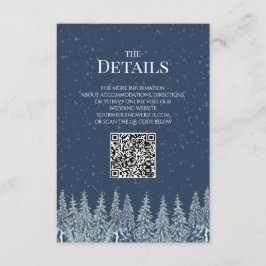 Tarjeta De Recepción Rustic Winter Woods Wedding QR code Details Insert