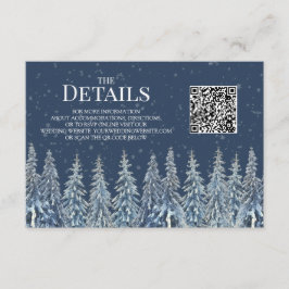 Tarjeta De Recepción Rustic Winter Woods Wedding QR code Details Insert