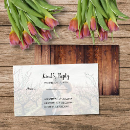 Tarjeta De Recepción Rustic wood photo Wedding budget RSVP