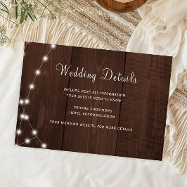 Tarjeta De Recepción Rustic wood string lights wedding guest details