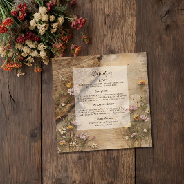 Tarjeta De Recepción Rustic Wooden Bohemian Floral Wedding 