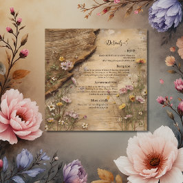 Tarjeta De Recepción Rustic Wooden Bohemian Floral Wedding  Enclosure C