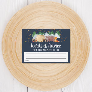Tarjeta De Recepción Rustic Woodland Animals Night Advice Baby Shower