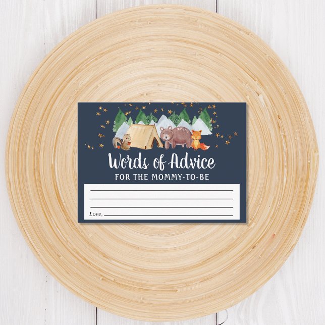 Tarjeta De Recepción Rustic Woodland Animals Night Advice Baby Shower (Subido por el creador)