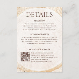 Tarjeta De Recepción Rustic Woodland Wedding Details Card with QR code