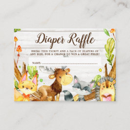 Tarjeta De Recepción Rústica acuarela Woodland Animales Diaper Raffle