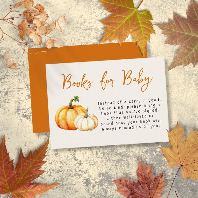 Tarjeta De Recepción Rústica caída de calabaza Libros de Baby Shower pa (Pumpkin Rustic Fall Baby Shower Books For Baby Enclosure Card)