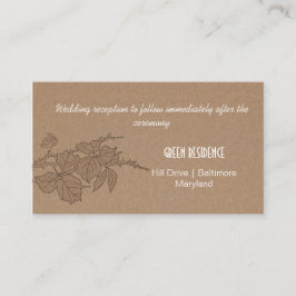 Tarjeta De Recepción Rústica caída de papel Kraft deja Boda inserto