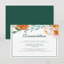 Tarjeta De Recepción Rústica Caída Floral Boda Alojamiento Verde