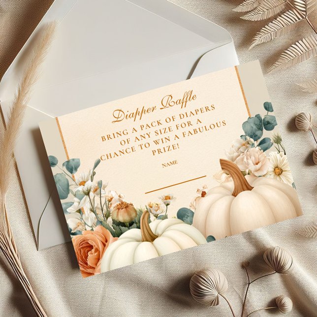 Tarjeta De Recepción Rústica Calabaza Floralm Diapper Raffle (Subido por el creador)