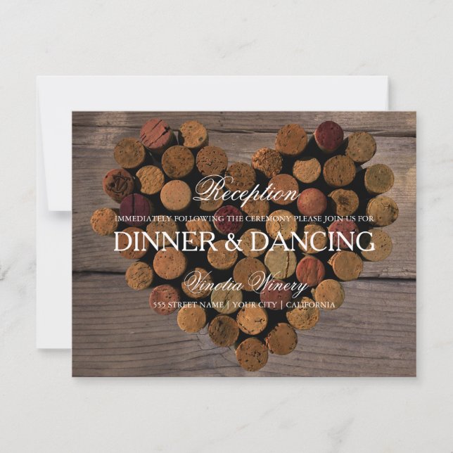 Tarjeta de recepción rústica de corcho de vino #2 (Anverso)