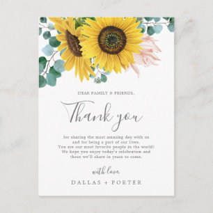 Tarjeta De Recepción Rústica De Girasol Gracias A