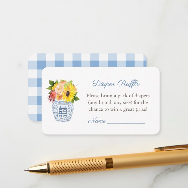 Tarjeta De Recepción Rústica elegancia Caída Baby Shower Diaper Raffle (Anverso/Reverso In Situ)