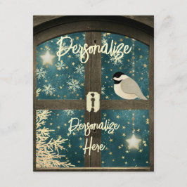 Tarjeta De Recepción Rústica estrella de nevada de la ventana de invier