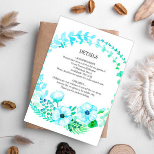 Tarjeta De Recepción Rústica floral Boda turquesa Wreath
