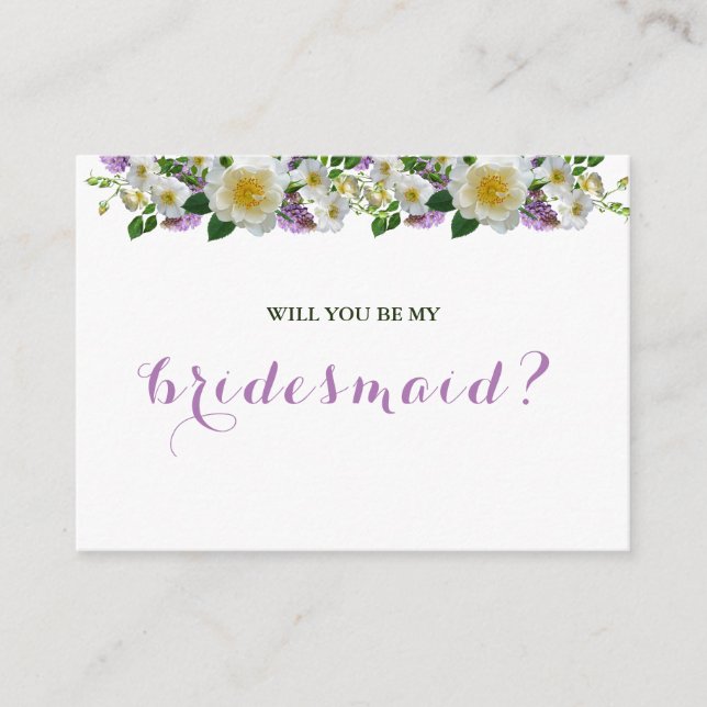 Tarjeta De Recepción Rústica floral será mi dama de honor (Anverso)