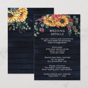 Tarjeta De Recepción Rústica Marina Barn Wood Country Sunflowers Boda