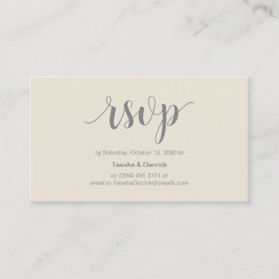 Tarjeta De Recepción Rústica moderna, gris y crema, RSVP en línea