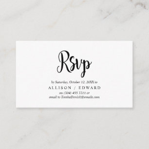Tarjeta De Recepción Rústica moderna, guión negro, RSVP responde