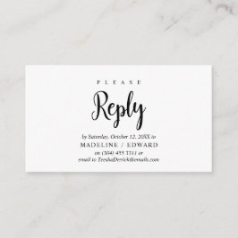 Tarjeta De Recepción Rústica moderna, guión negro, RSVP responde