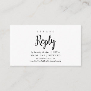 Tarjeta De Recepción Rústica moderna, guión negro, RSVP responde