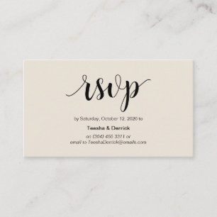 Tarjeta De Recepción Rústica moderna, negra y crema, RSVP en línea