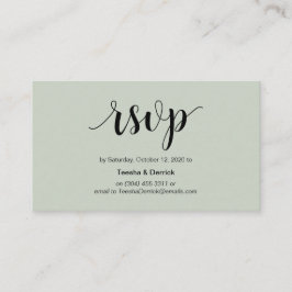 Tarjeta De Recepción Rústica moderna, negra y sabia, RSVP en línea