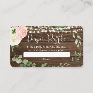 Tarjeta De Recepción Rústica vegetación rosa de la ducha de bebé rifa d