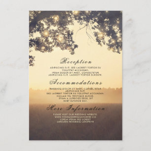 Tarjeta De Recepción Rústicas ramas de árbol Boda Dreamy Detalles Inser