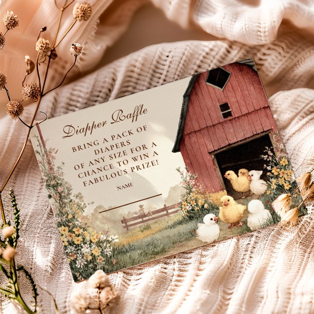Tarjeta De Recepción Rústico Barnyard Ducklings Diapper Raffle (Subido por el creador)