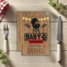 Tarjeta De Recepción Rústico BBQ-Baby Grill Baby Shower