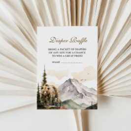 Tarjeta De Recepción Rústico Beige Woodland Bear Mountain Diaper Raffle