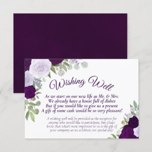 Tarjeta De Recepción Rústico Boda de flores moradas de boho deseando lo