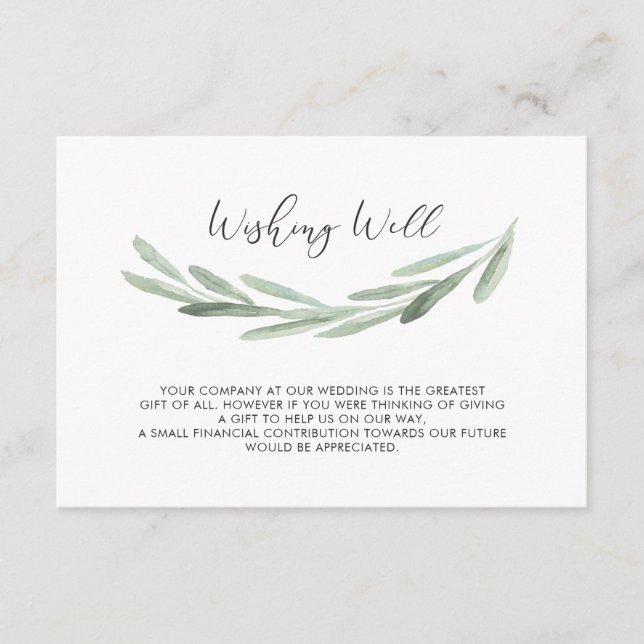 Tarjeta De Recepción Rústico Boda de la rama de oliva verde deseando lo (Anverso)