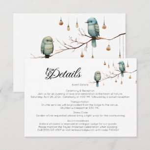 Tarjeta De Recepción Rústico Boda romántico de los pájaros de los bosqu