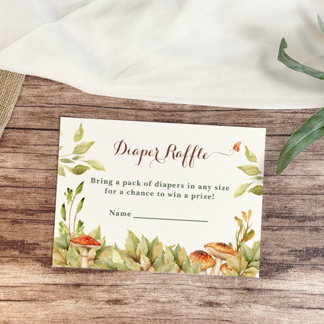 Tarjeta De Recepción Rústico Diaper de Woodland Raffle Greenery Mushroo (Subido por el creador)
