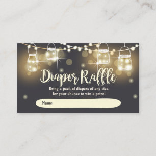 Tarjeta De Recepción Rústico Diaper Raffle Card luces jars Elegante
