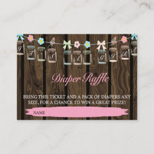 Tarjeta De Recepción Rústico es un boleto de Raffle Mason Jar Diaper Ch