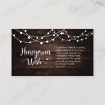 Tarjeta De Recepción Rústico Farm String Lights, Wood, Honeymoon Wish<br><div class="desc">Esta es la granja moderna rusa,  String Lights,  Diseño de madera,  minimalismo de escritura blanca,  fuente tipográfica,  Tarjeta de envoltura Boda. Puede cambiar los colores de fuente y agregar los detalles de boda en la fuente / letra coincidentes. Teesha Derrick</div>