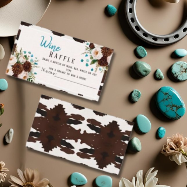 Tarjeta De Recepción Rústico Floral Boho Wine Raffle Bridal Shower (Rustic Floral Boho Wine Raffle Bridal Shower Enclosure Card)
