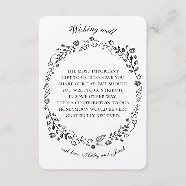 Tarjeta De Recepción Rústico floral deseando bien. Boda de campo. Estra (Anverso)