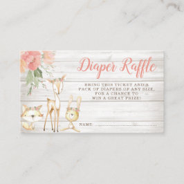 Tarjeta De Recepción Rústico Floral Woodland Animales Chica Diaper Raff
