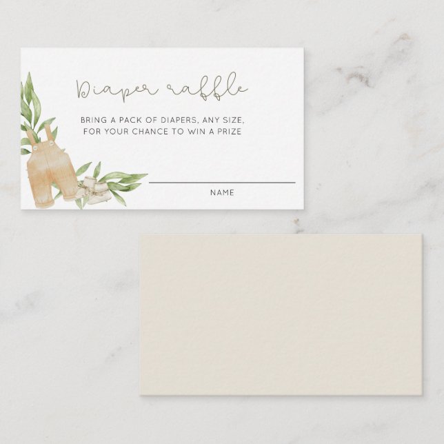 Tarjeta De Recepción Rústico género Neutral Diaper Raffle (Anverso / Reverso)