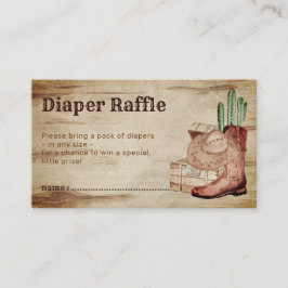 Tarjeta De Recepción Rústico género revela Diaper Raffle Baby Cowboy